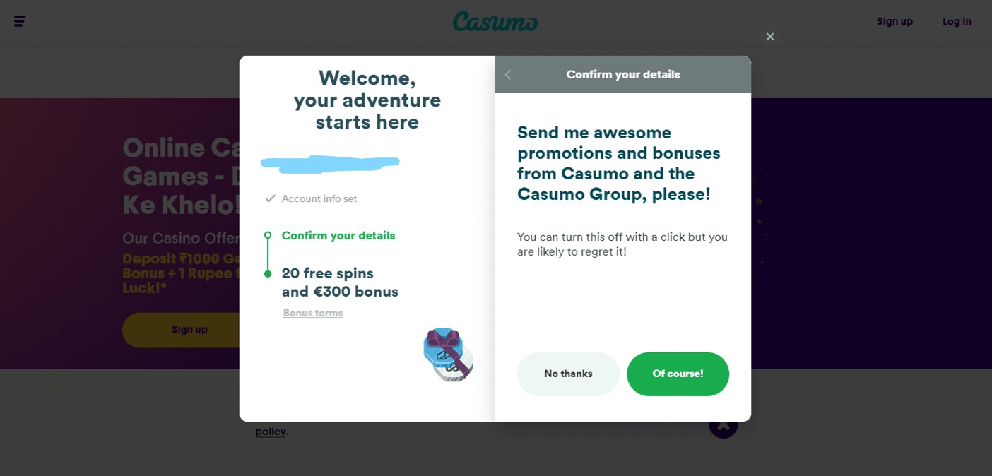 step 5 - choose bonus offers from casino
